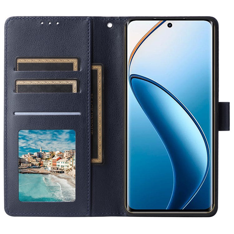 For Realme 12 Pro+ 5G / Realme 12 Pro 5G Case 3 Card Slots PU Leather Wallet Stand Phone Cover - Blue