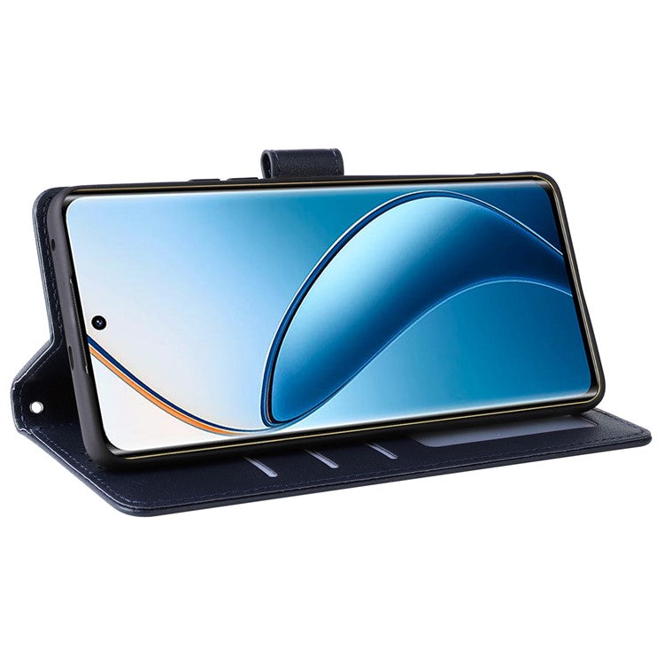 For Realme 12 Pro+ 5G / Realme 12 Pro 5G Case 3 Card Slots PU Leather Wallet Stand Phone Cover - Blue