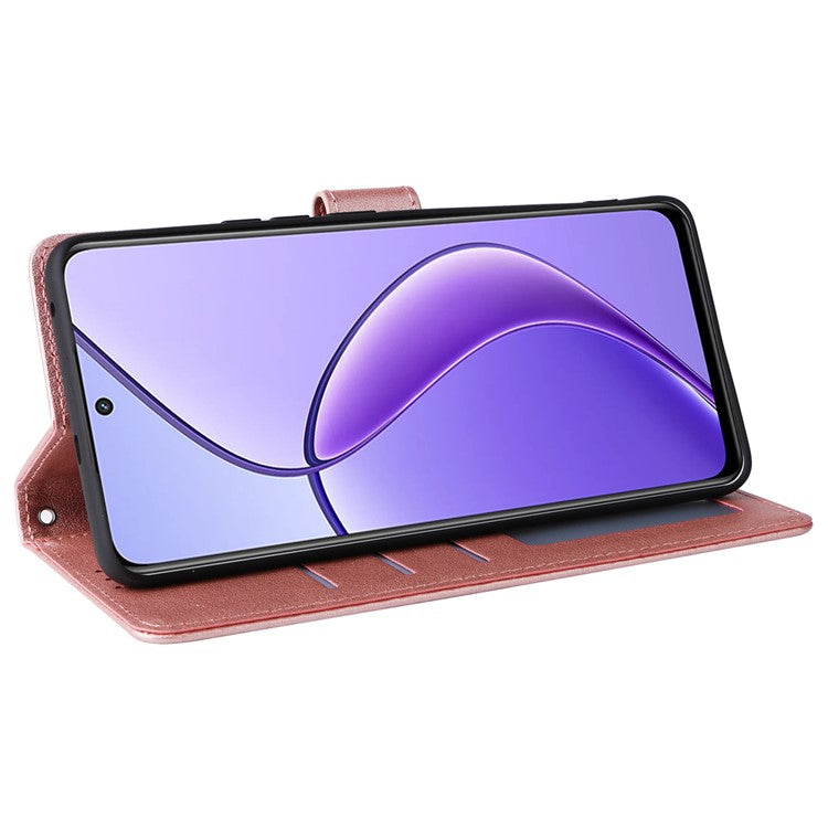For Realme 12 5G Case 3 Card Slots PU Leather Wallet Stand Phone Cover - Rose Gold
