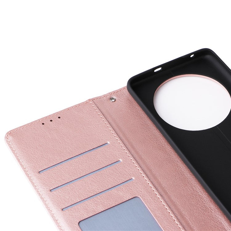 For Realme 12 5G Case 3 Card Slots PU Leather Wallet Stand Phone Cover - Rose Gold