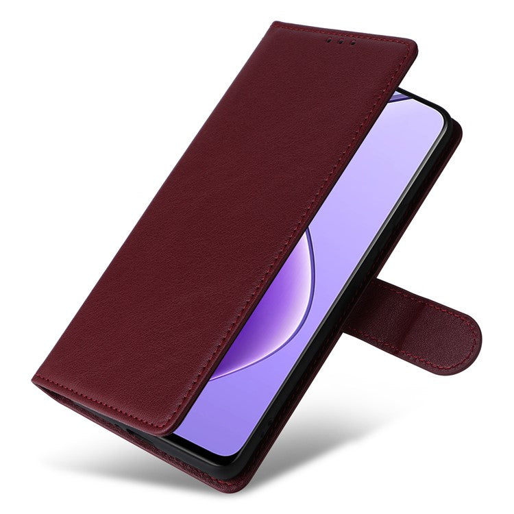For Realme 12 5G Case 3 Card Slots PU Leather Wallet Stand Phone Cover - Wine Red