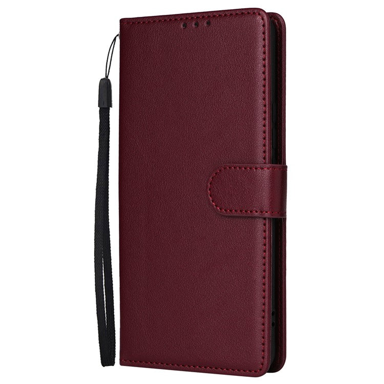 For Realme 12 5G Case 3 Card Slots PU Leather Wallet Stand Phone Cover - Wine Red