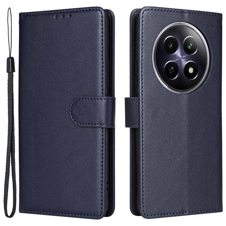 For Realme 12 5G Case 3 Card Slots PU Leather Wallet Stand Phone Cover - Blue