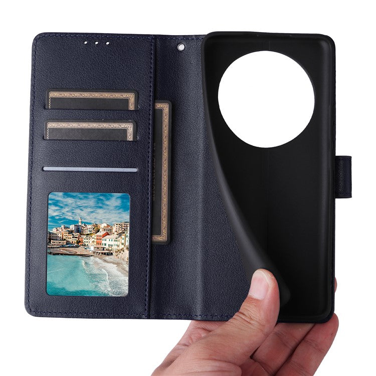 For Realme 12 5G Case 3 Card Slots PU Leather Wallet Stand Phone Cover - Blue