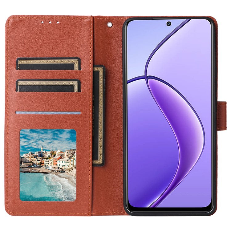 For Realme 12 5G Case 3 Card Slots PU Leather Wallet Stand Phone Cover - Brown