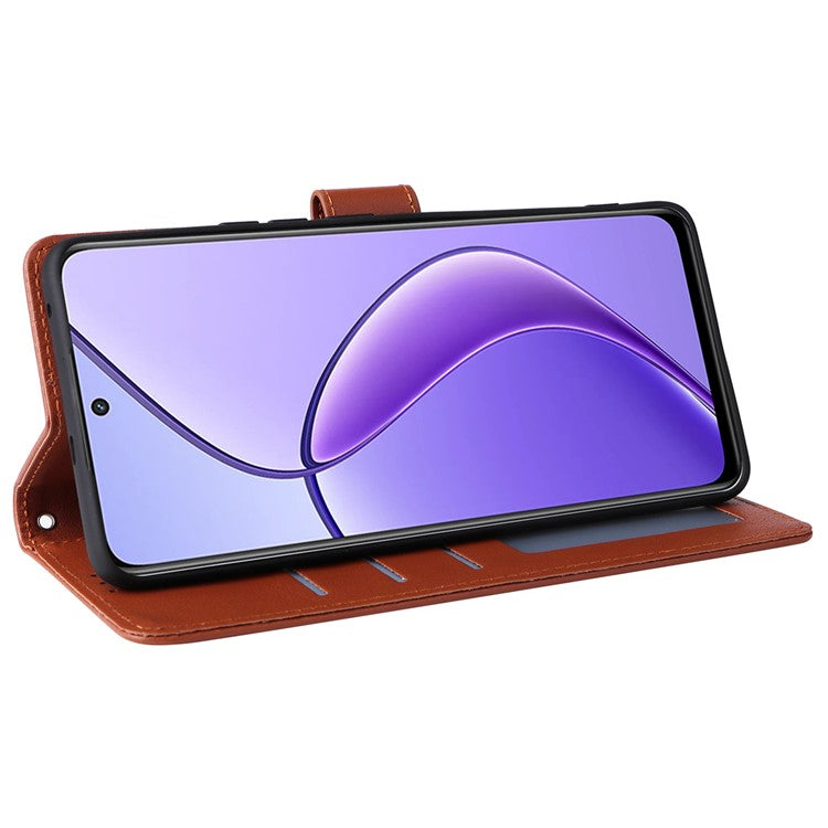 For Realme 12 5G Case 3 Card Slots PU Leather Wallet Stand Phone Cover - Brown