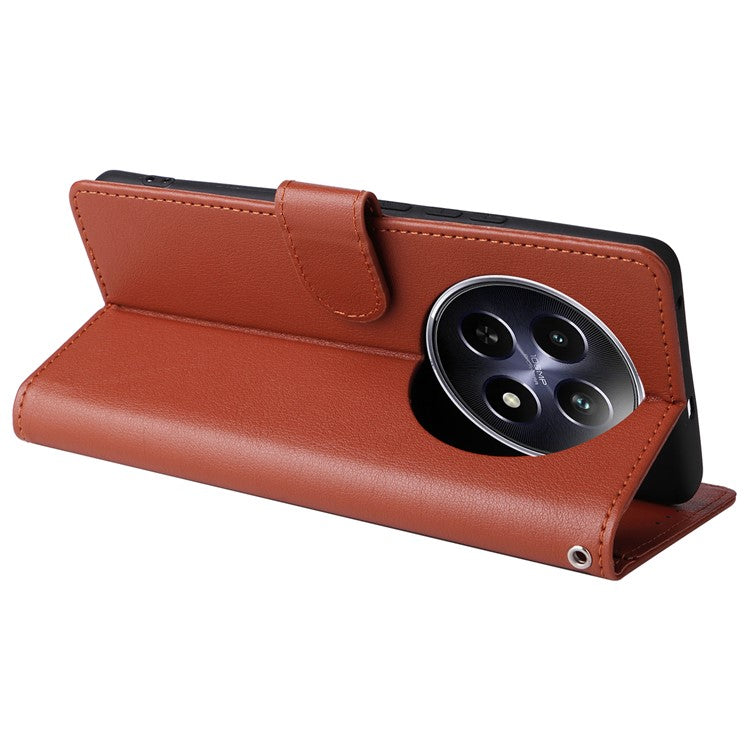 For Realme 12 5G Case 3 Card Slots PU Leather Wallet Stand Phone Cover - Brown