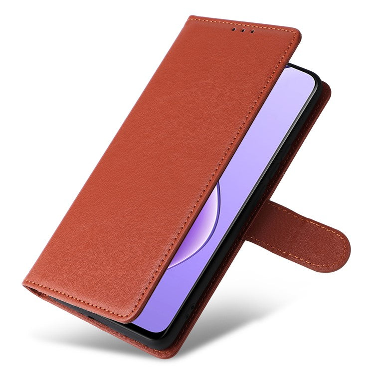 For Realme 12 5G Case 3 Card Slots PU Leather Wallet Stand Phone Cover - Brown