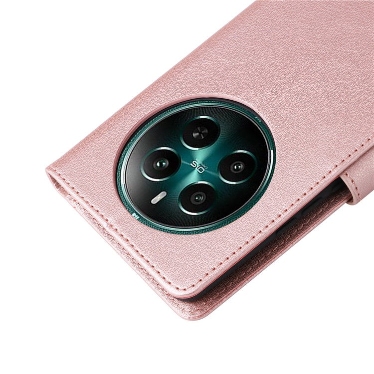 For Realme 12 4G / 12+ 5G Case 3 Card Slots Slim-Fit PU Leather Wallet Stand Phone Cover - Rose Gold
