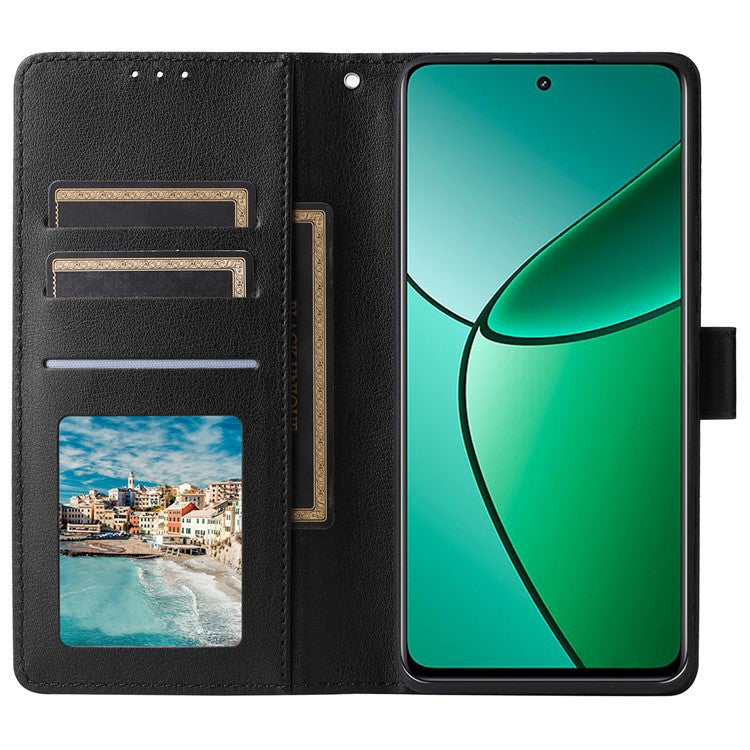 For Realme 12 4G / 12+ 5G Case 3 Card Slots Slim-Fit PU Leather Wallet Stand Phone Cover - Black