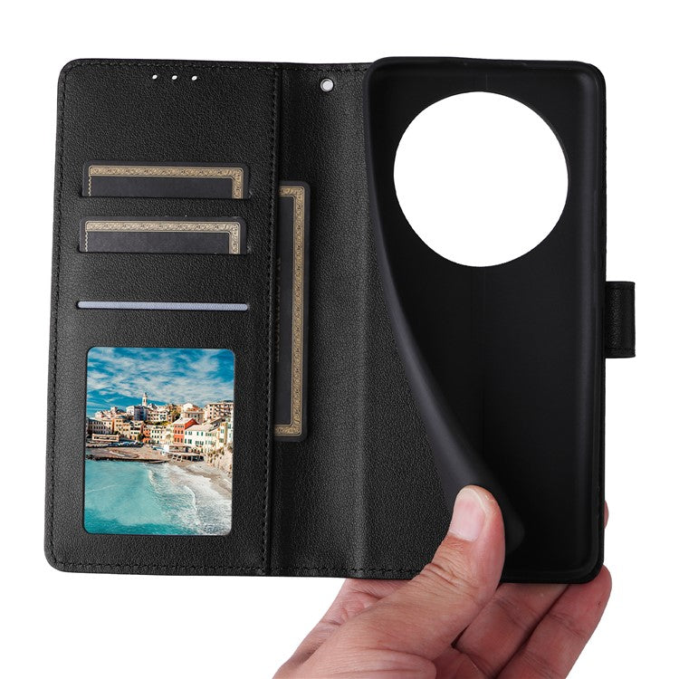 For Realme 12 4G / 12+ 5G Case 3 Card Slots Slim-Fit PU Leather Wallet Stand Phone Cover - Black