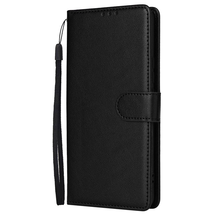 For Realme 12 4G / 12+ 5G Case 3 Card Slots Slim-Fit PU Leather Wallet Stand Phone Cover - Black