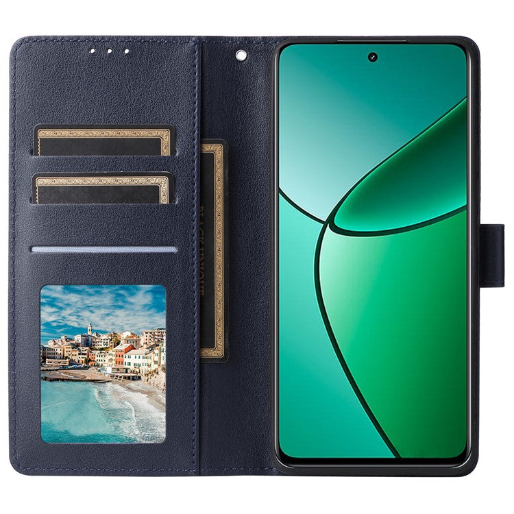 For Realme 12 4G / 12+ 5G Case 3 Card Slots Slim-Fit PU Leather Wallet Stand Phone Cover - Blue