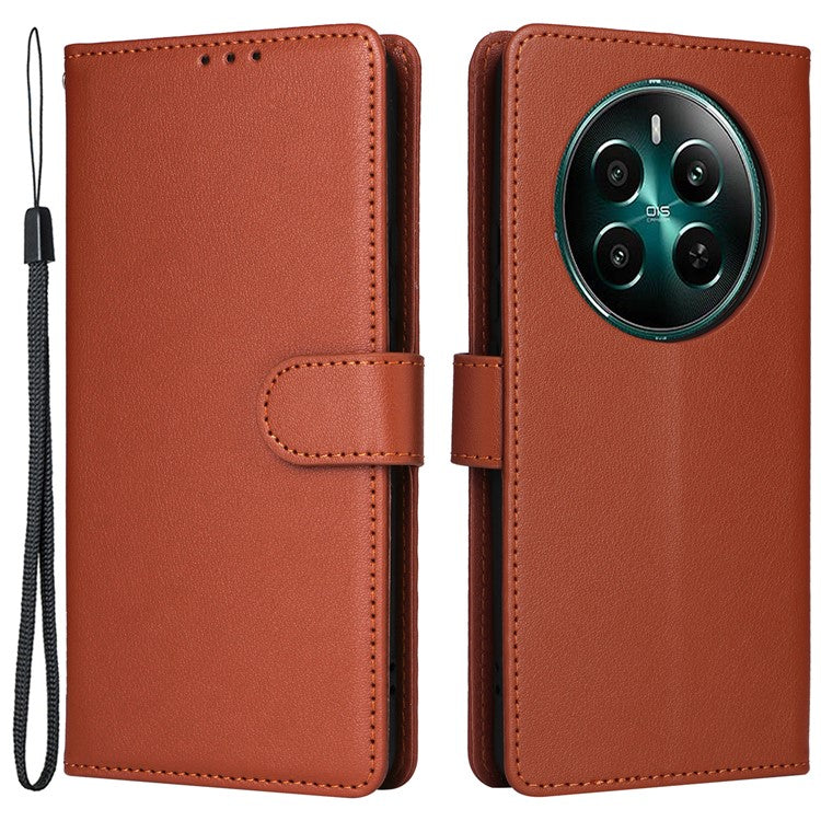 For Realme 12 4G / 12+ 5G Case 3 Card Slots Slim-Fit PU Leather Wallet Stand Phone Cover - Brown