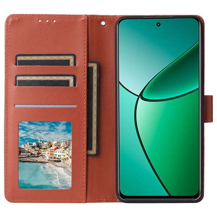 For Realme 12 4G / 12+ 5G Case 3 Card Slots Slim-Fit PU Leather Wallet Stand Phone Cover - Brown