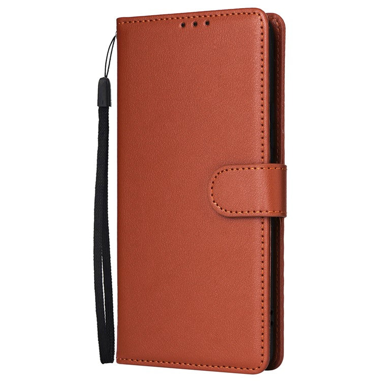 For Realme 12 4G / 12+ 5G Case 3 Card Slots Slim-Fit PU Leather Wallet Stand Phone Cover - Brown