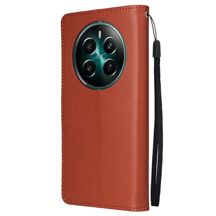 For Realme 12 4G / 12+ 5G Case 3 Card Slots Slim-Fit PU Leather Wallet Stand Phone Cover - Brown