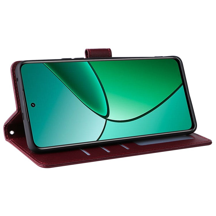 For Realme 12 4G / 12+ 5G Case 3 Card Slots Slim-Fit PU Leather Wallet Stand Phone Cover - Wine Red
