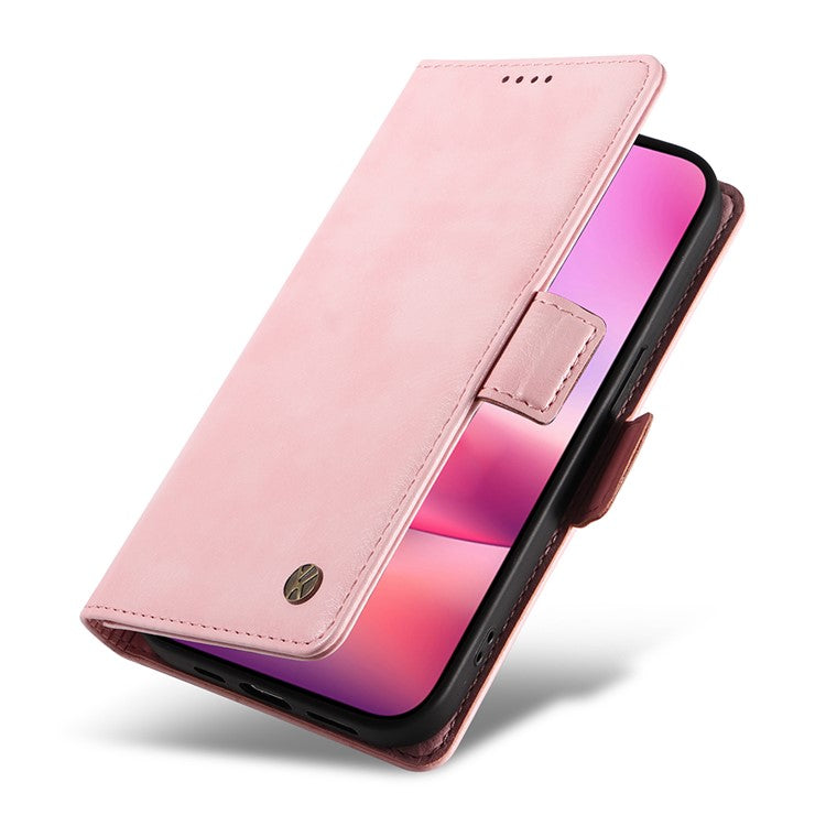 YIKATU YK-007 For iPhone 16 Case Litchi Texture Leather Phone Cover with Wallet Stand - Pink