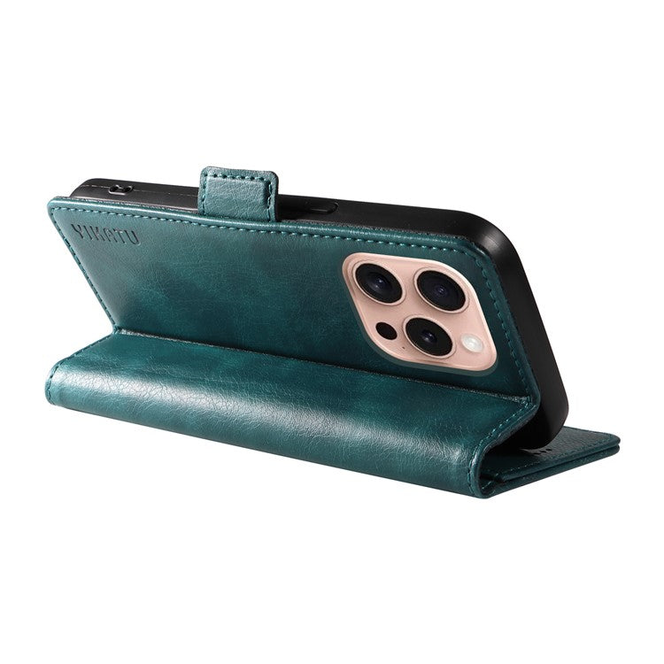 YIKATU YK-007 For iPhone 16 Pro Case Litchi Texture Leather Wallet Phone Cover Side Magnetic Clasp - Blue