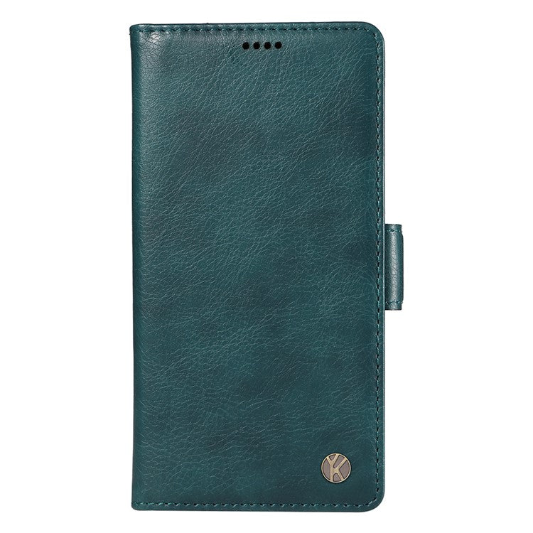 YIKATU YK-007 For iPhone 16 Pro Case Litchi Texture Leather Wallet Phone Cover Side Magnetic Clasp - Blue