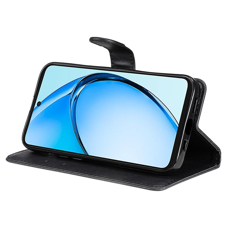 KT Leather Series-2 for Oppo A60 4G Leather Case Solid Color Shockproof Phone Cover - Black