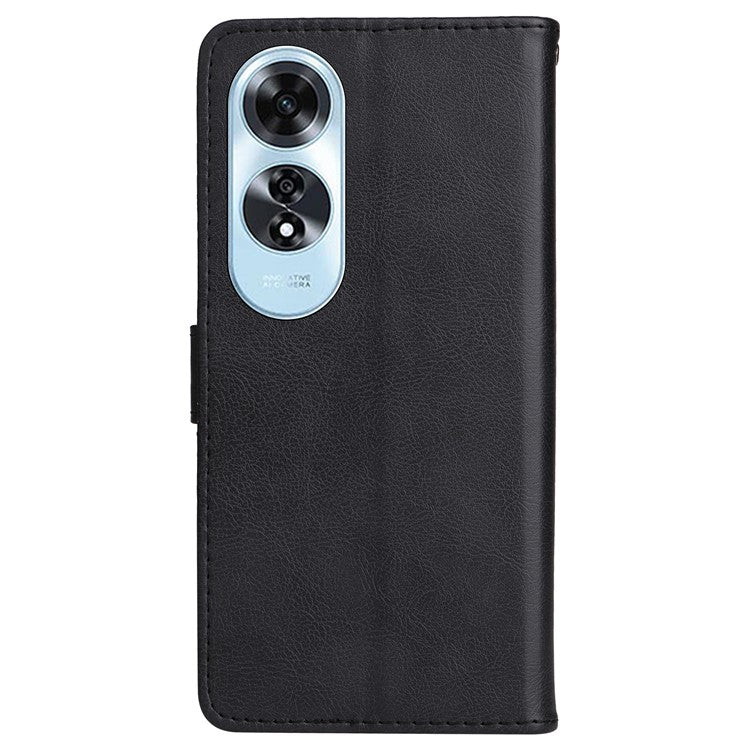 KT Leather Series-2 for Oppo A60 4G Leather Case Solid Color Shockproof Phone Cover - Black