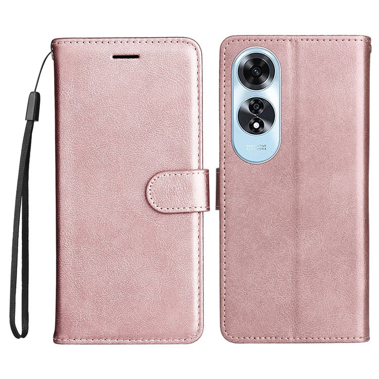 KT Leather Series-2 for Oppo A60 4G Leather Case Solid Color Shockproof Phone Cover - Rose Gold
