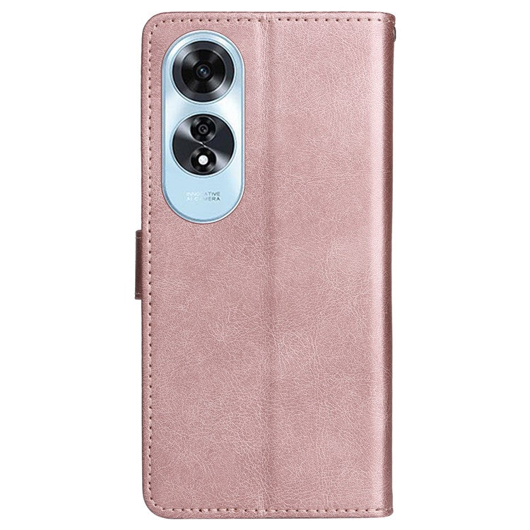 KT Leather Series-2 for Oppo A60 4G Leather Case Solid Color Shockproof Phone Cover - Rose Gold