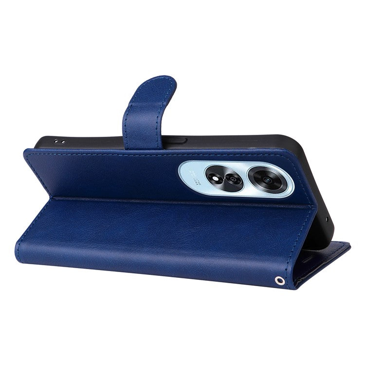KT Leather Series-2 for Oppo A60 4G Leather Case Solid Color Shockproof Phone Cover - Blue