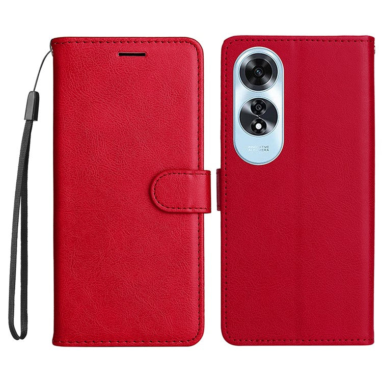 KT Leather Series-2 for Oppo A60 4G Leather Case Solid Color Shockproof Phone Cover - Red