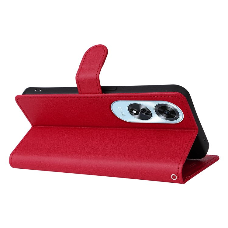 KT Leather Series-2 for Oppo A60 4G Leather Case Solid Color Shockproof Phone Cover - Red