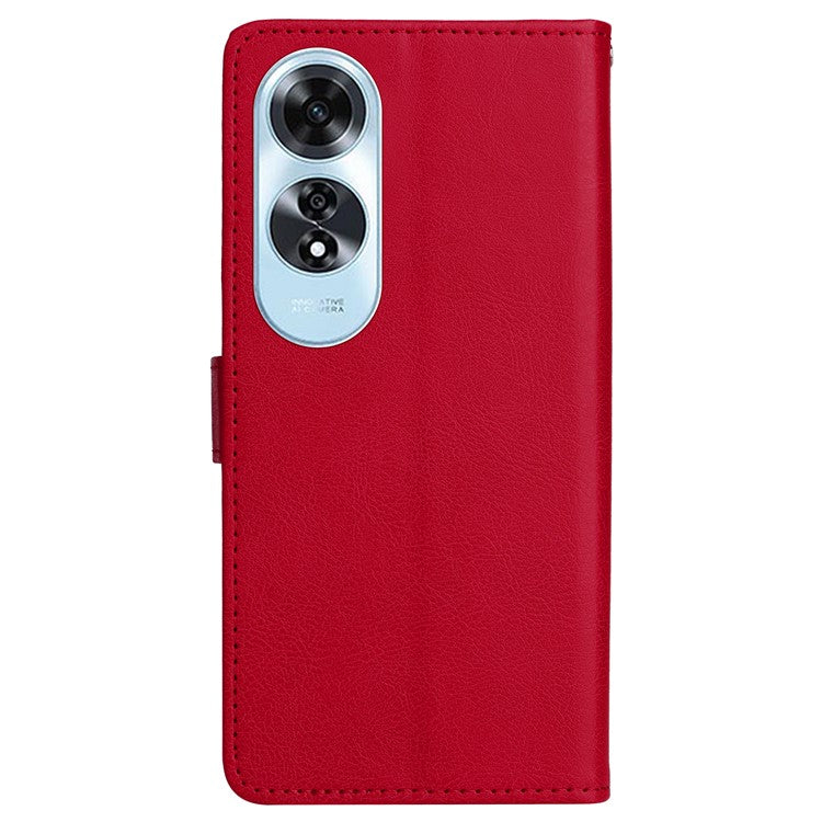 KT Leather Series-2 for Oppo A60 4G Leather Case Solid Color Shockproof Phone Cover - Red