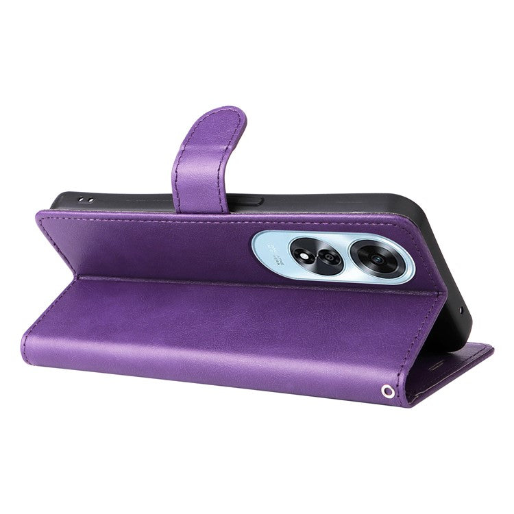 KT Leather Series-2 for Oppo A60 4G Leather Case Solid Color Shockproof Phone Cover - Purple