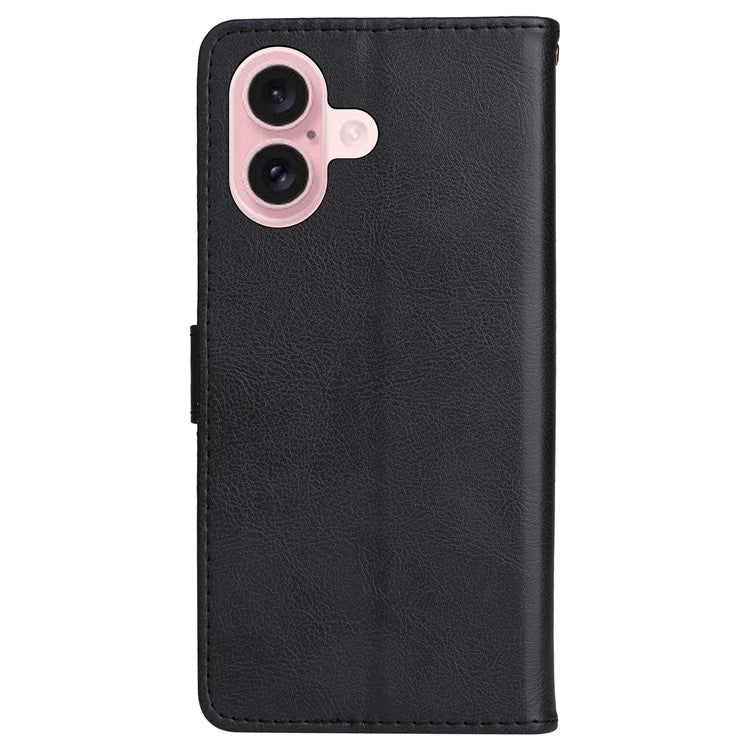 KT Leather Series-2 for iPhone 16 Case Card Slots Wallet Phone Leather Cover - Black