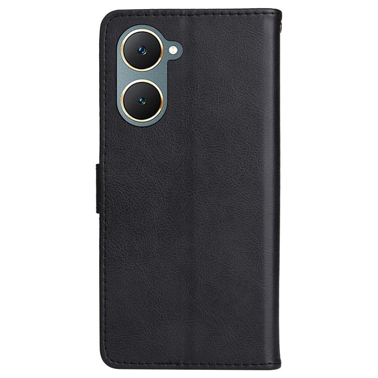 KT Leather Series-2 for vivo Y03 Case Solid Color PU Leather Flip Wallet Phone Cover - Black