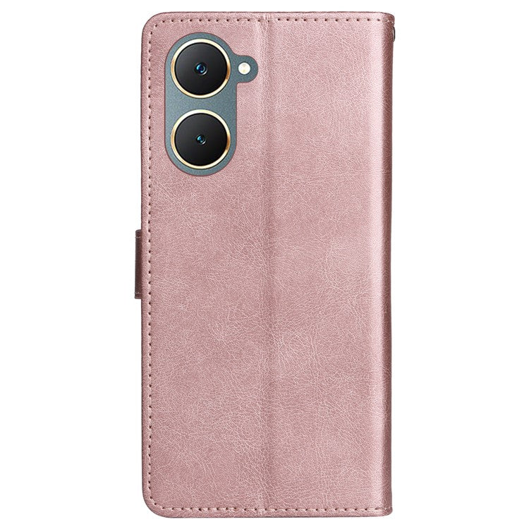 KT Leather Series-2 for vivo Y03 Case Solid Color PU Leather Flip Wallet Phone Cover - Rose Gold