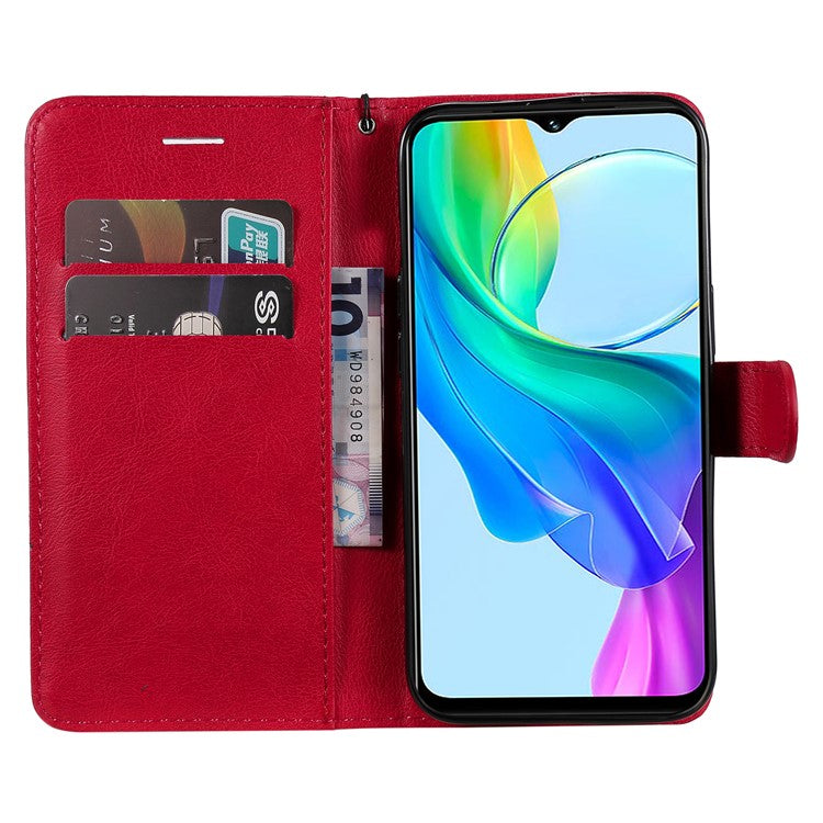 KT Leather Series-2 for vivo Y03 Case Solid Color PU Leather Flip Wallet Phone Cover - Red