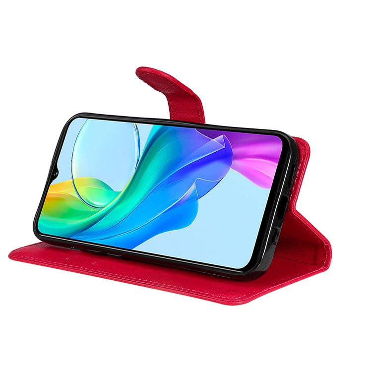 KT Leather Series-2 for vivo Y03 Case Solid Color PU Leather Flip Wallet Phone Cover - Red