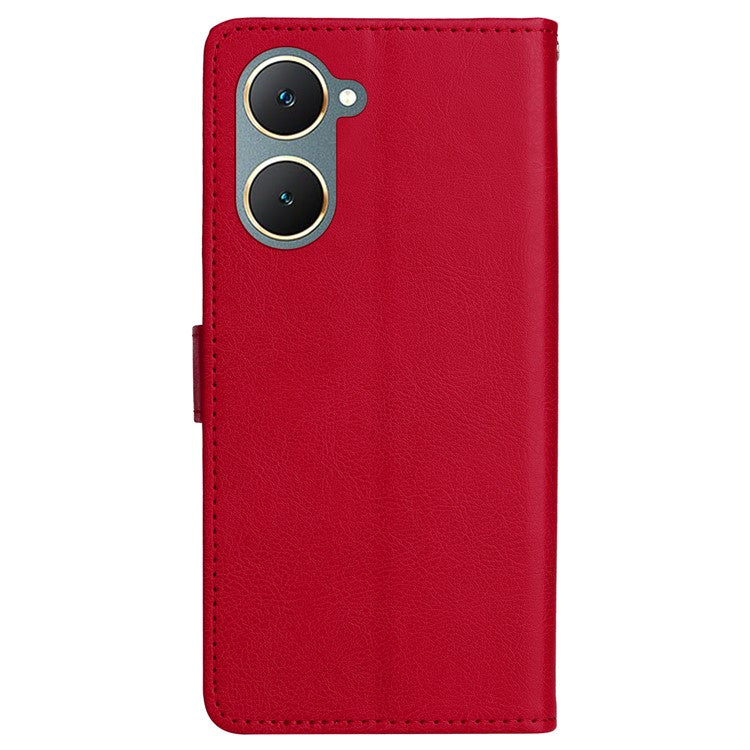 KT Leather Series-2 for vivo Y03 Case Solid Color PU Leather Flip Wallet Phone Cover - Red
