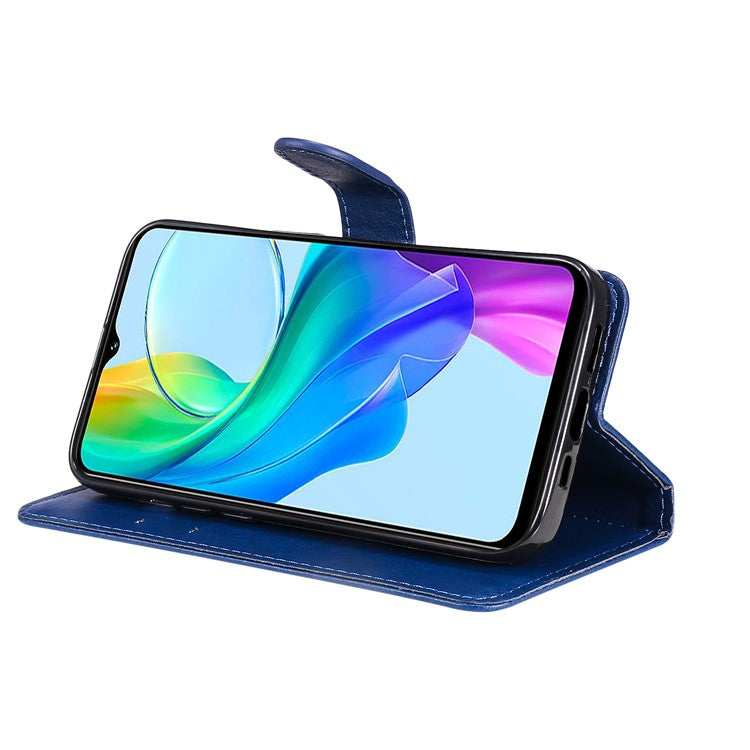 KT Leather Series-2 for vivo Y03 Case Solid Color PU Leather Flip Wallet Phone Cover - Blue