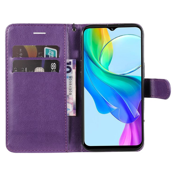 KT Leather Series-2 for vivo Y03 Case Solid Color PU Leather Flip Wallet Phone Cover - Purple