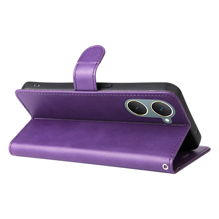KT Leather Series-2 for vivo Y03 Case Solid Color PU Leather Flip Wallet Phone Cover - Purple