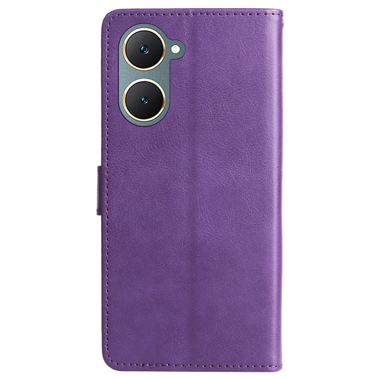 KT Leather Series-2 for vivo Y03 Case Solid Color PU Leather Flip Wallet Phone Cover - Purple