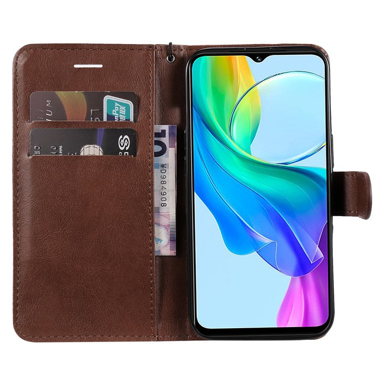 KT Leather Series-2 for vivo Y03 Case Solid Color PU Leather Flip Wallet Phone Cover - Brown