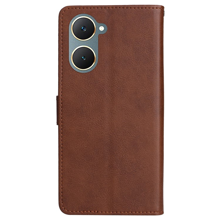 KT Leather Series-2 for vivo Y03 Case Solid Color PU Leather Flip Wallet Phone Cover - Brown