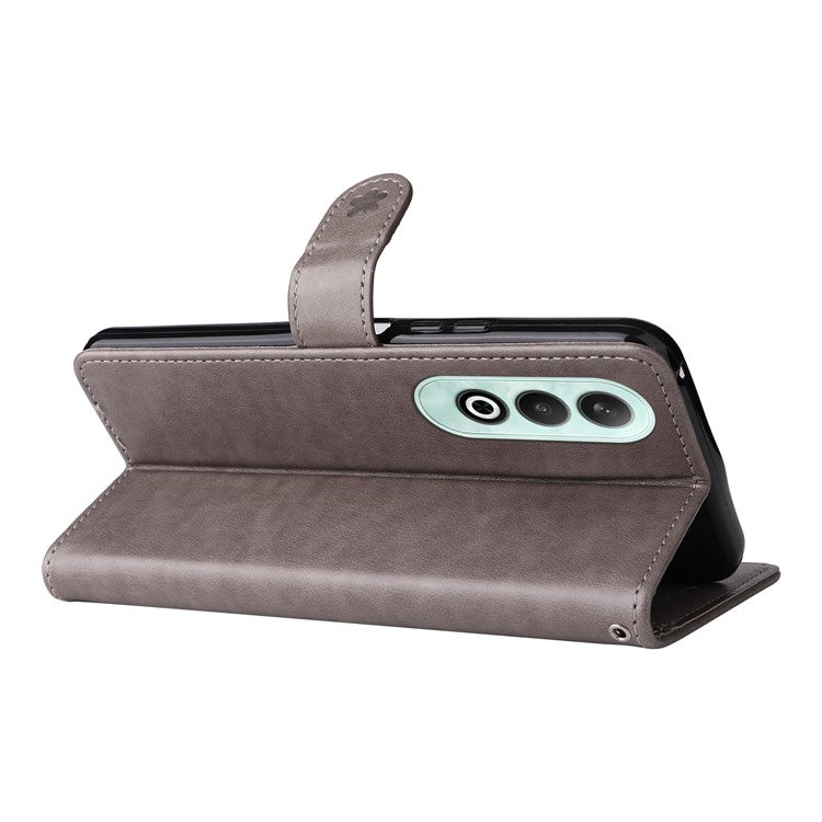 KT Imprinting Flower Series-4 For OnePlus Nord CE4 5Gt Case Leather Wallet Cover Cat Bee Pattern - Grey