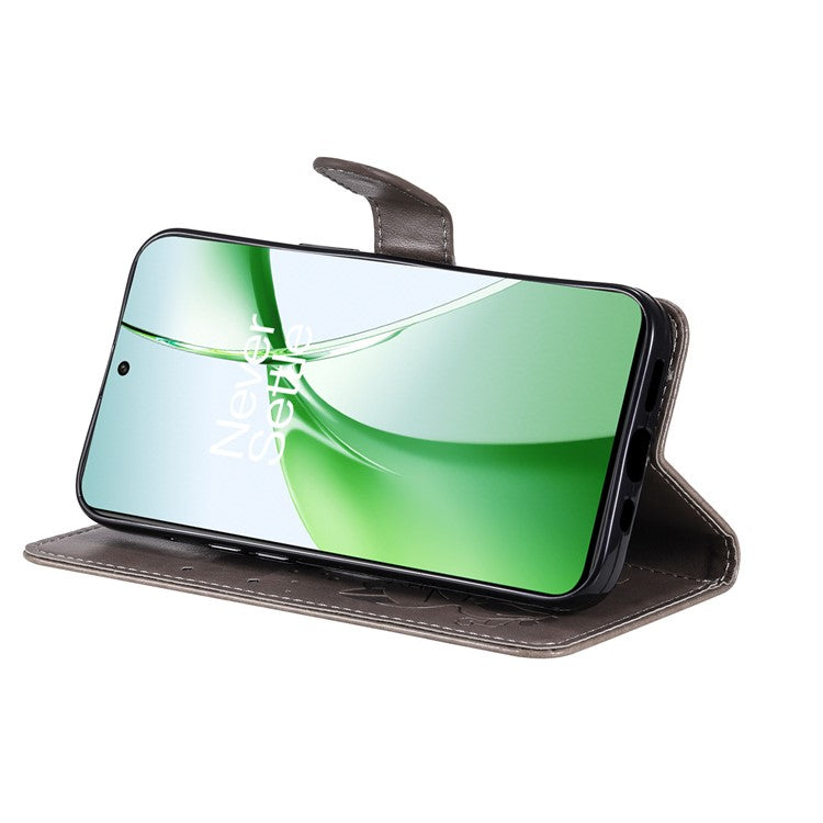 KT Imprinting Flower Series-4 For OnePlus Nord CE4 5Gt Case Leather Wallet Cover Cat Bee Pattern - Grey