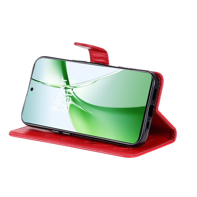 KT Imprinting Flower Series-4 For OnePlus Nord CE4 5Gt Case Leather Wallet Cover Cat Bee Pattern - Red