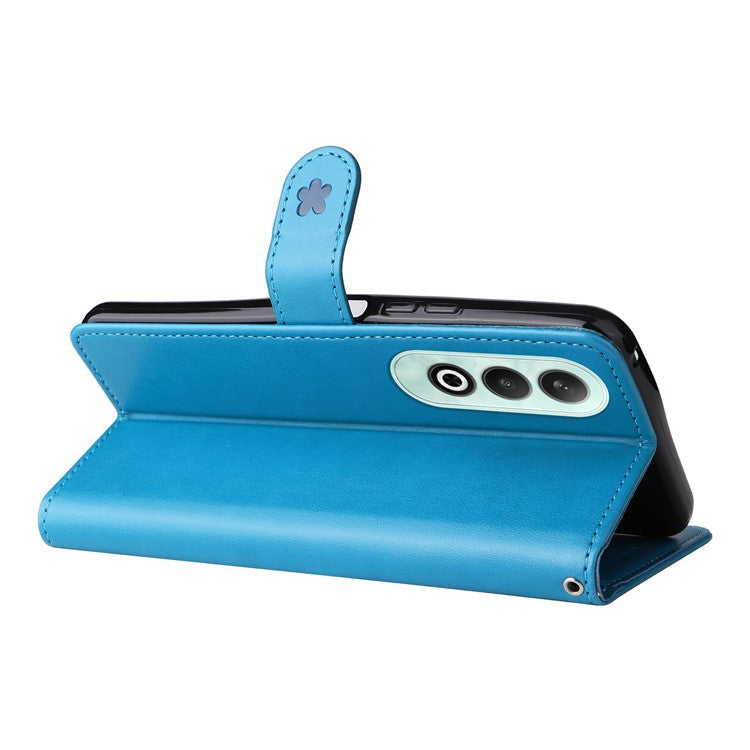 KT Imprinting Flower Series-4 For OnePlus Nord CE4 5Gt Case Leather Wallet Cover Cat Bee Pattern - Blue